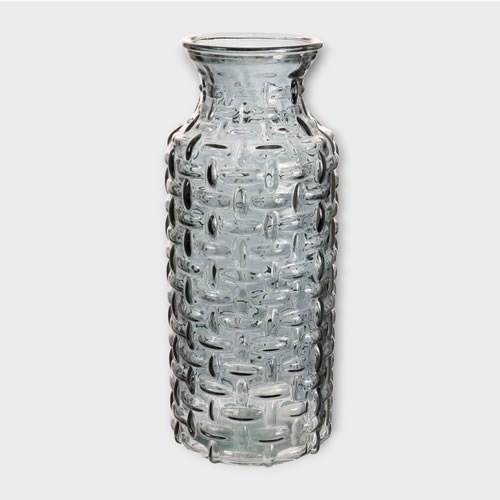 Glass Woven Cylinder Charcoal Tint Vase 25cm Glassware Home Decor