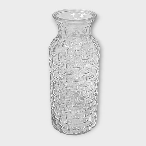 Glass Woven Cylinder Clear Vase 25cm Glassware Home Decor Wholesale Florist UK