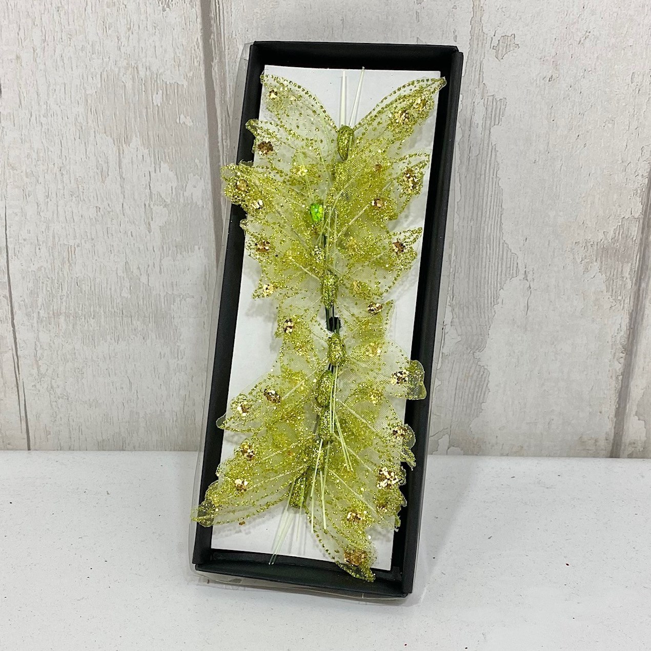 Butterflies Gold Green Gauze 7cm