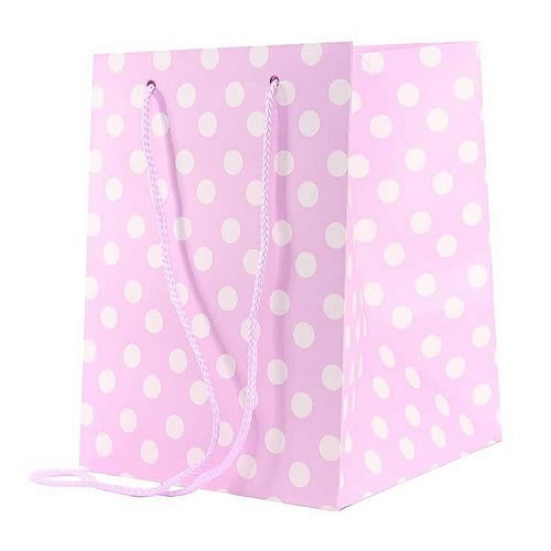 Hand Tied Gift Bag - Lilac Polkadot 19x25cm 