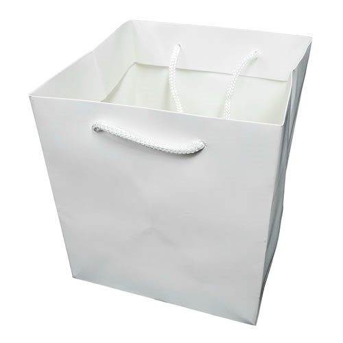 Hand Tied Gift Bag - White 14.5x14.5x16cm