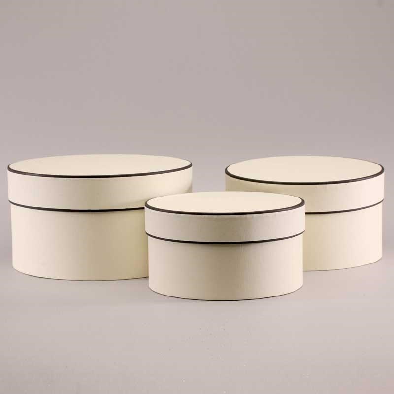 Hat Boxes Cream Brown Round Set Of 3 Wholesale Dutch Flowers Uk