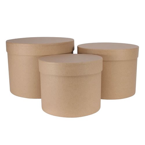 Hat Boxes Round - Kraft (set of 3)