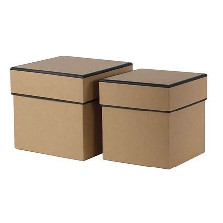 Hat Boxes Square - Kraft/Black (set of 2)