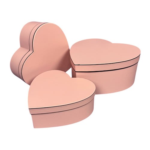 Hat  Boxes - Pink Hearts (Set of 3)