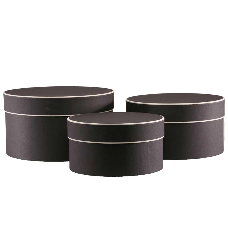 Hat Boxes Round - Black/Cream (set of 3)