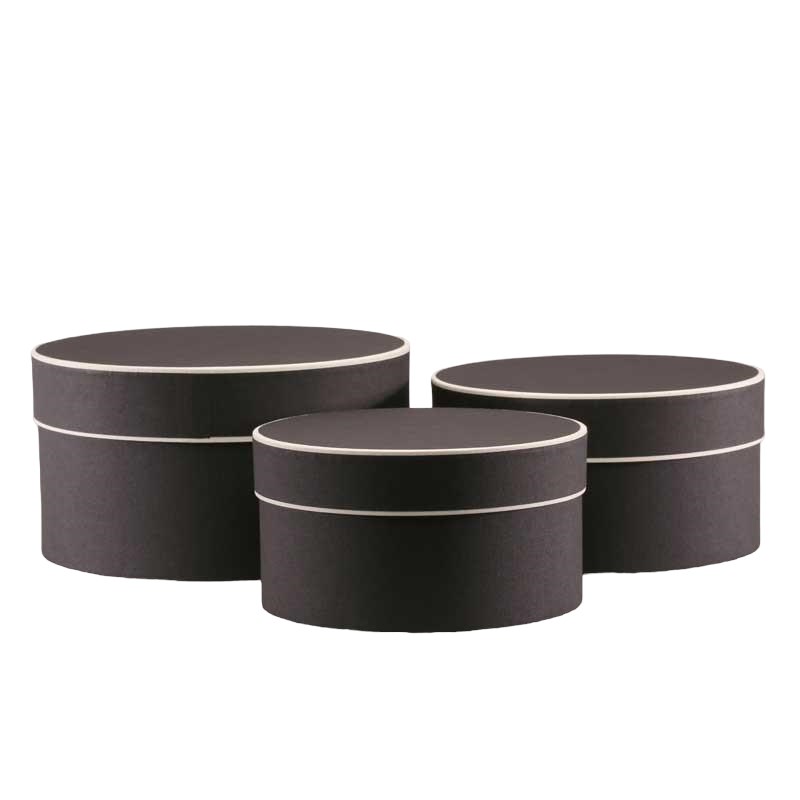 Hat Boxes Round - Black/Cream (set of 3)