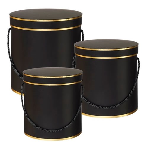 Hamilton Hat Boxes Round - Black/Gold (set of 3)