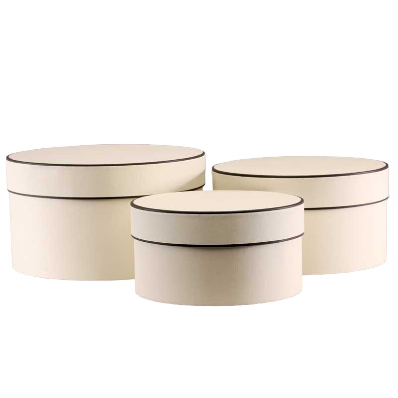 Hat Boxes Round - Cream/Black (set of 3)