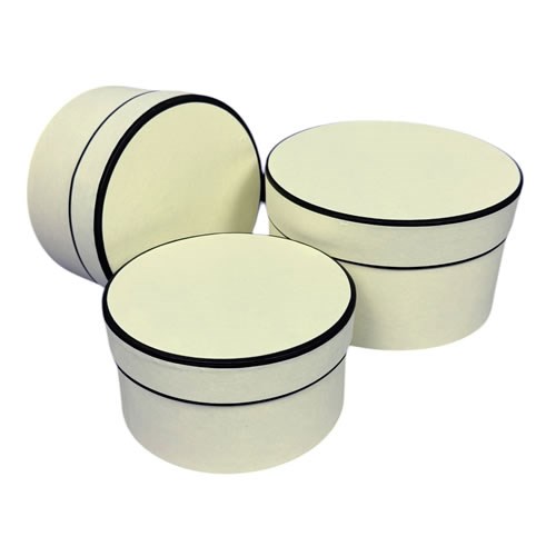 Hat Boxes Round - Cream/Black (set of 3)