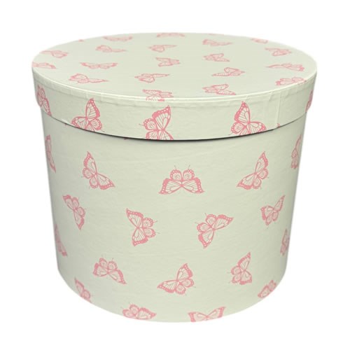 Hat Boxes Round - Pink Butterflies