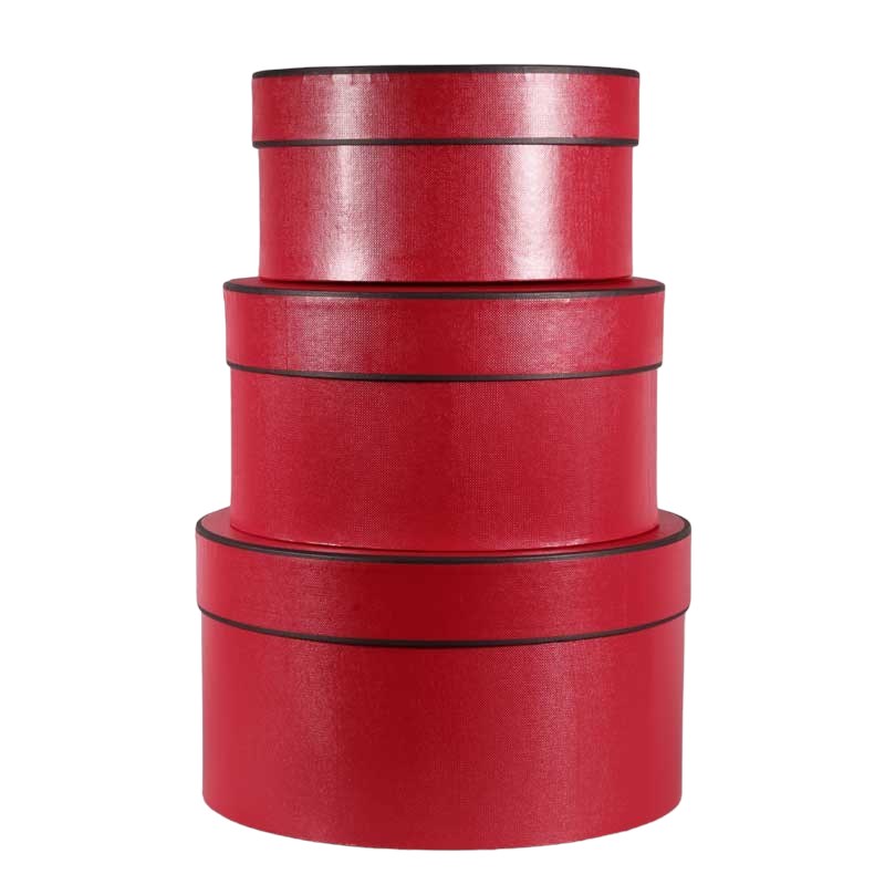 Hat Boxes Round - Red/Black Trim (set of 3) 
