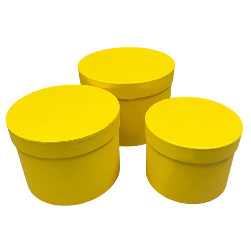 Yellow Rounded Box Hat Boxes Symhony Yellow Round Set of 3 | Wholesale Dutch Flowers UK