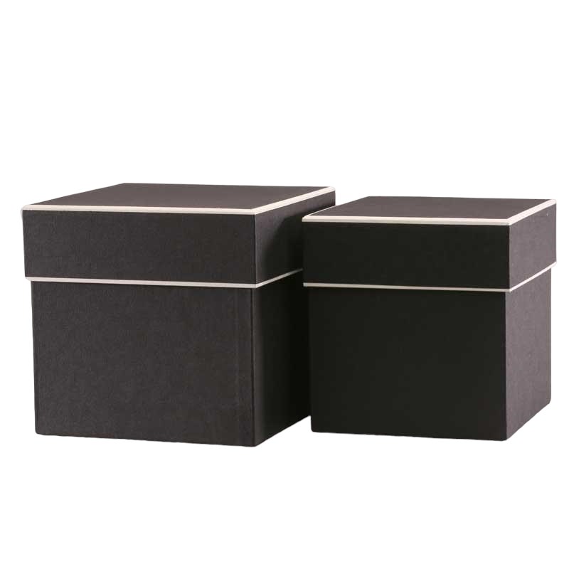 Hat Boxes Square - Black/Cream (set of 2)