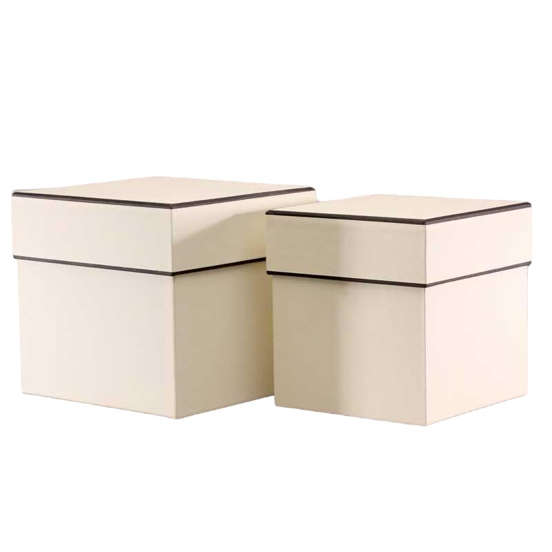 Hat Boxes Square - Cream/Black (set of 2)