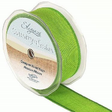 Ribbon Hessian Lime Green - 38mm