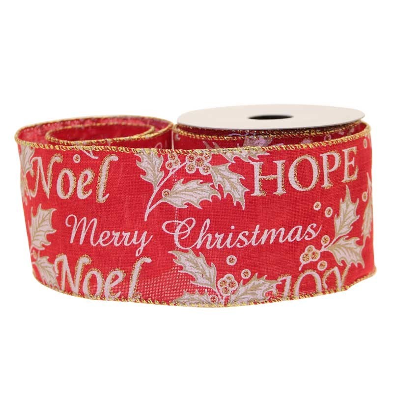 Ribbon Merry Xmas Red Cotton 