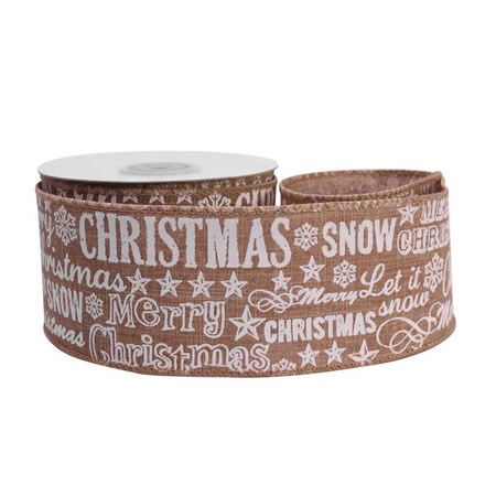Ribbon Merry Christmas Snow Natural