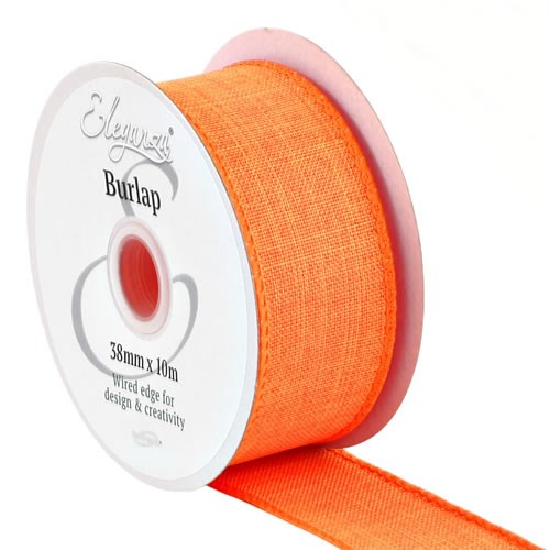 Ribbon Burlap Orange - 38mm (Wire Edge)