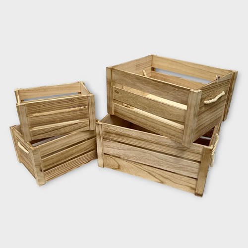 Paulownia Wood Wooden Crates (x4) Wooden Crates Wholesale Florist