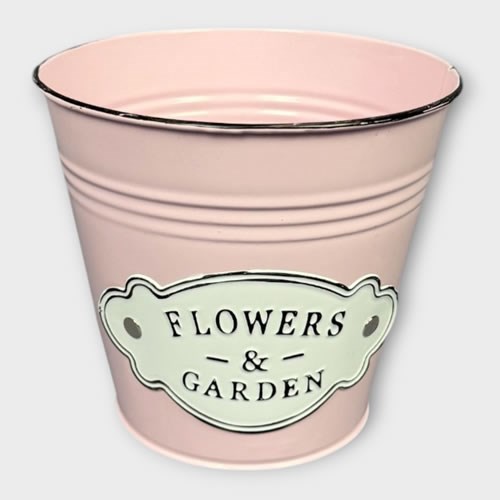 Planter Bucket - Flowers & Garden Pink