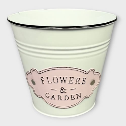 Planter Bucket - Flowers & Garden White