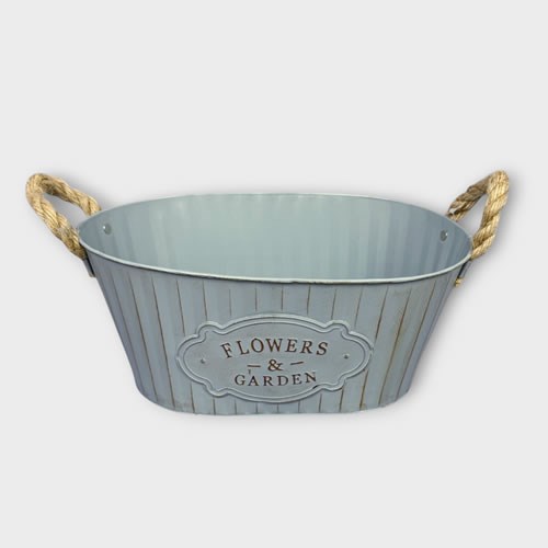 Planter Grey Oval - Flowers & Garden