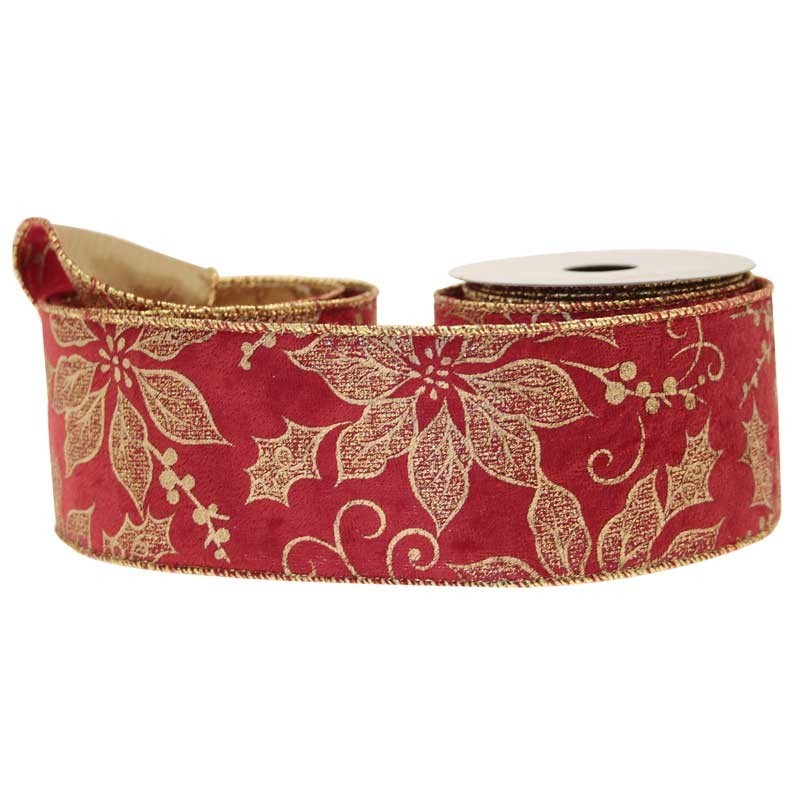 Ribbon Poinsettia Glitter Velvet 