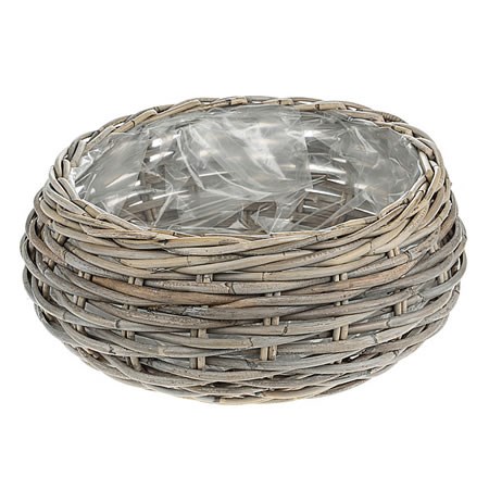 Rattan Basket - Large Round Grey 