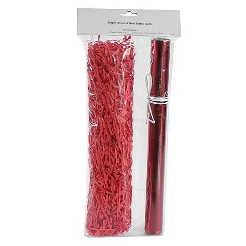 Red Shredded Paper & Cellophane Kit