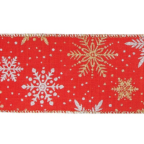 Ribbon Red with Snowflakes