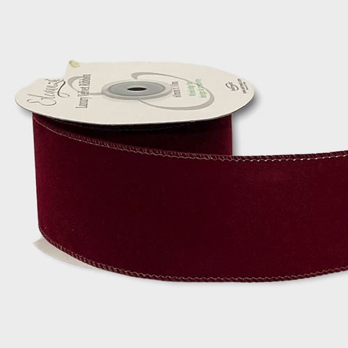 Ribbon - Burgundy Velvet Wired Edged