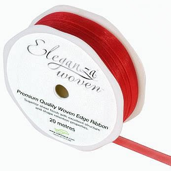 Ribbon Organza Red - 10mm Woven Edge