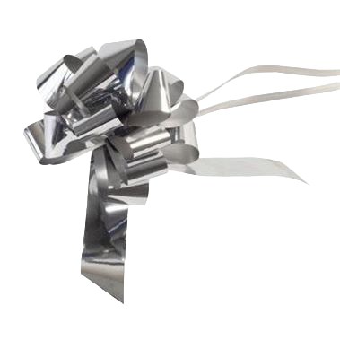 Ribbon Pull Bows Metallic Silver - 30mm 