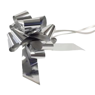 Ribbon Pull Bows Metallic Silver - 50mm