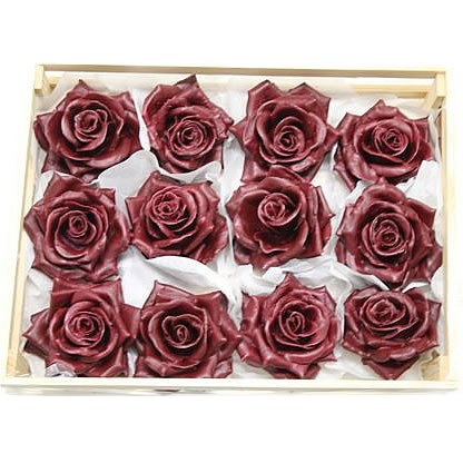 Rose Heads Waxed - Burgundy