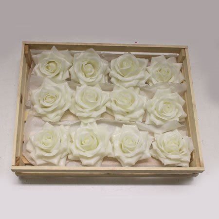Rose Heads Waxed - White