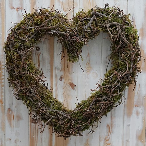 Love Heart Wreath - Bonsai & Moss 45cm