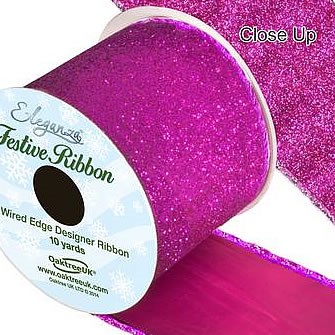 Ribbon Satin - Sparkly Fuchsia Glitter