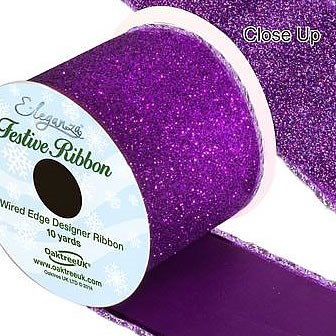 Ribbon Satin - Sparkly Purple Glitter