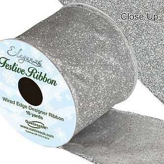 Ribbon Satin - Sparkly Silver Glitter
