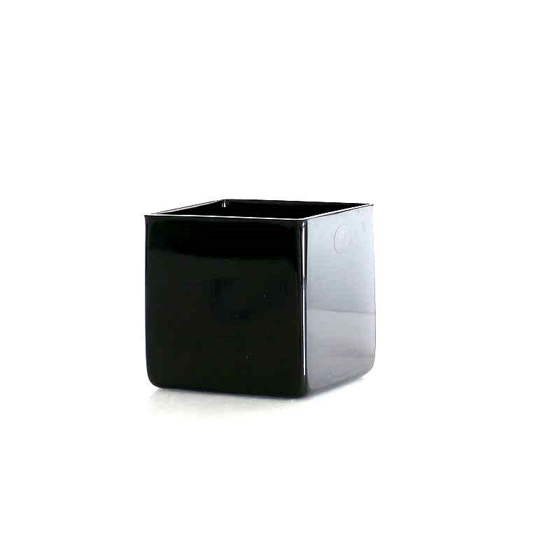 Glass Cube Vase Black - 10cm