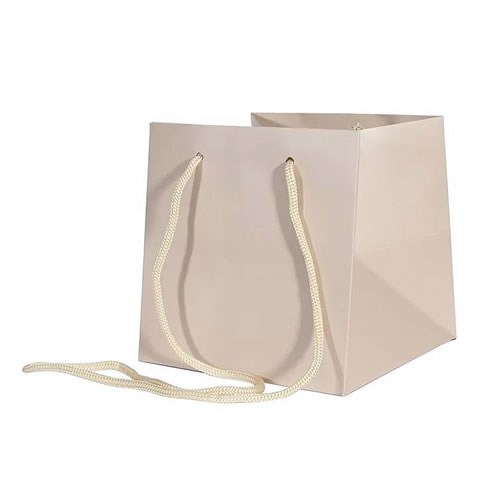 Hand Tied Gift Bag - Stone Grey 17x17cm