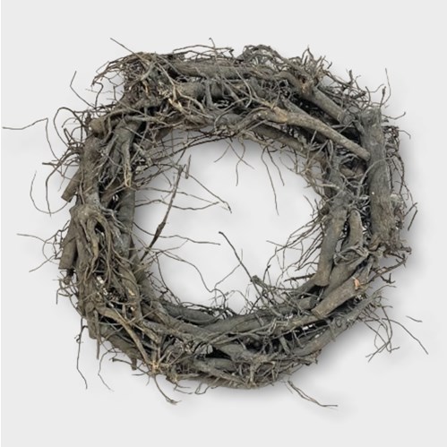 Twig Wreath Ring Grey Wash 42cm