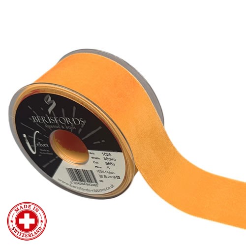 Velvet Ribbon - Apricot (50mm x 5m)