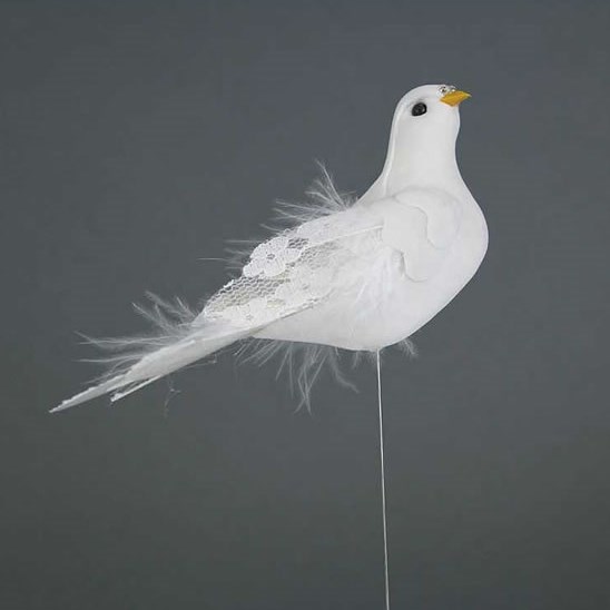 Doves 12cm - white on wires