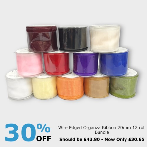 Wire Edge 70mm Organza Ribbon 12 Roll Bundle on Sale | Cheap Floristry ...