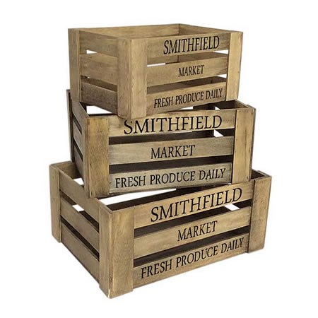 Wooden Crates - Smithfield x 3 (One Set Available)