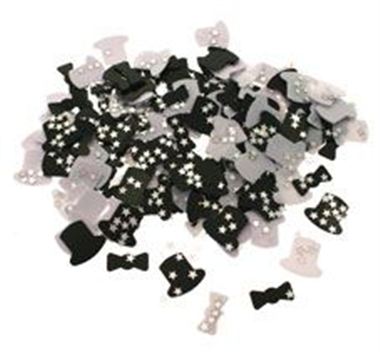 Table Confetti - Black, White Top Hats