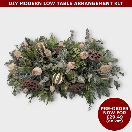 DIY Xmas Modern Low Table Arrangement Kit (on 12" Foam Kasket) Call to Pre Order